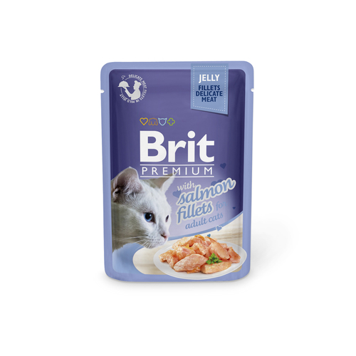פאוץ' בריט דליקט לחתול סלמון בג'לי 85 גרם Brit