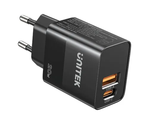 שקע טעינה לקיר UNITEK P1124ABK01-US 2-port USB-C and USB-A charger יוניטק