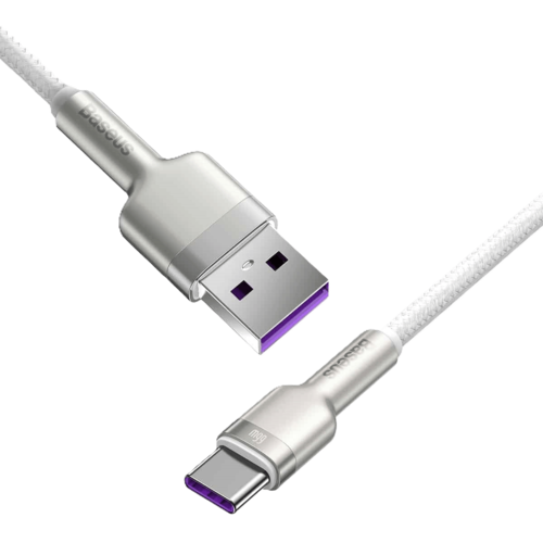 כבל טעינה מהיר 1 מטר BASEUS USB to Type-C 66W, צבע לבן, שנה אחריות יבואן רשמי 