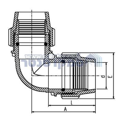 זווית 90° 75 × 75 קומ E6 פלסאון