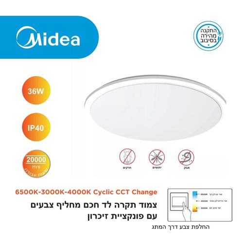 גוף תאורה 36W גוף לבן MIDEA CCT