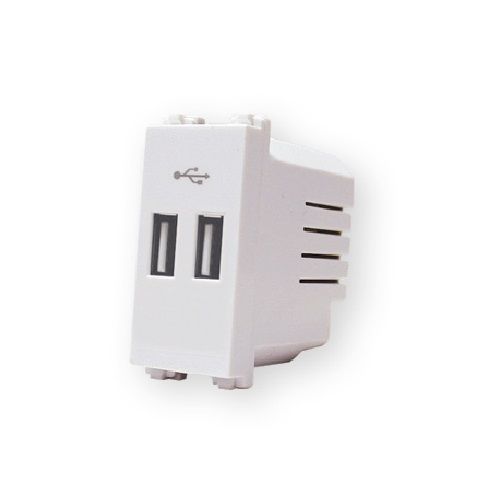 שקע USB כפול מודול 1 בצבע לבן