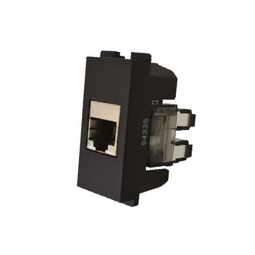 שקע כבל רשת מחשב RJ45 Cat.5e מודול 1 בצבע שחור מט