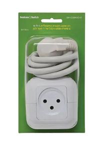 מפצל חשמל רב שקע קוביה 4 שקעים וחיבור USB + TYPE C