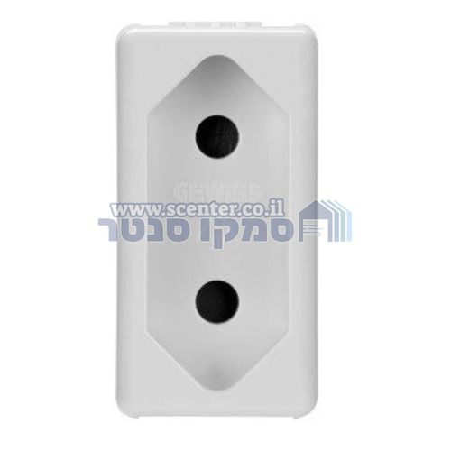 שקע חשמל דו פיני 1 מודול מתח/זרם 10A בצבע לבן גוויס