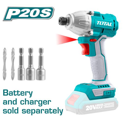 מברגה אימפקט נטענת 20V - גוף בלבד TOTAL
