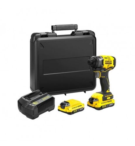 סט מברגת אימפקט STANLEY 18V כולל 2 סוללות 2AH + מטען