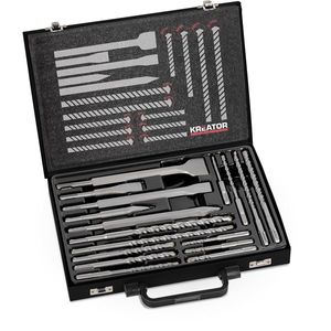 סט 17 מקדחים ואיזמלים מקצועי בארגז מתכת KREATOR