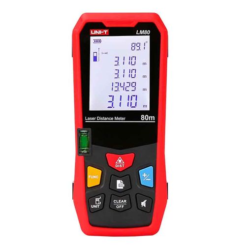 מד מרחק לייזר 80M + שטח + נפח + פיתגורס + כיול אוטמטי UNI-T
