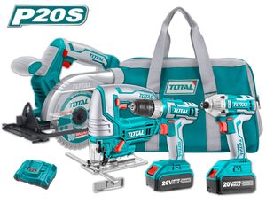 סט 4 כלים מקצועי 20V כולל זוג סוללות 4Ah + מטען מהיר TOTAL