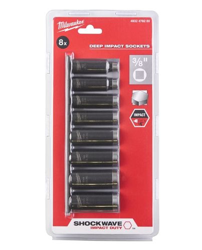 סט בוקסות שחורות 3/8 עמוקות MILWAUKEE