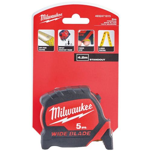 מטר מדידה פרימיום 5 מטר רחב MILWAUKEE
