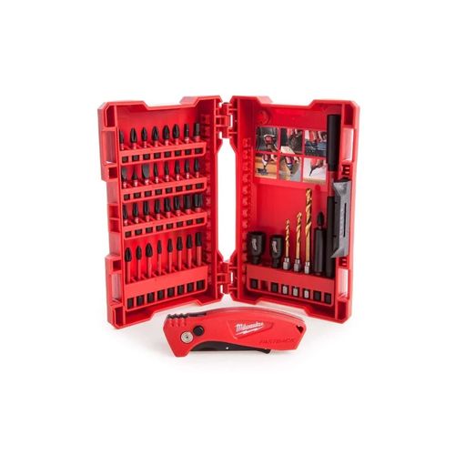 סט 40 ביטים ומקדחים עם סכין ביצוע מתקפלת MILWAUKEE