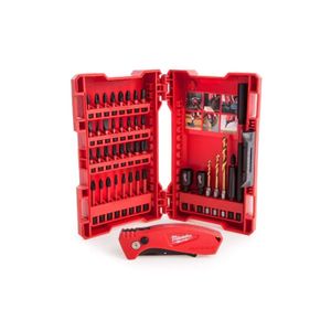סט 40 ביטים ומקדחים עם סכין ביצוע מתקפלת MILWAUKEE