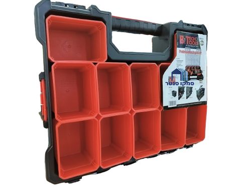 ארגז אורגנייזר שקוף 12 תאים וסגר מתכת B-TECH