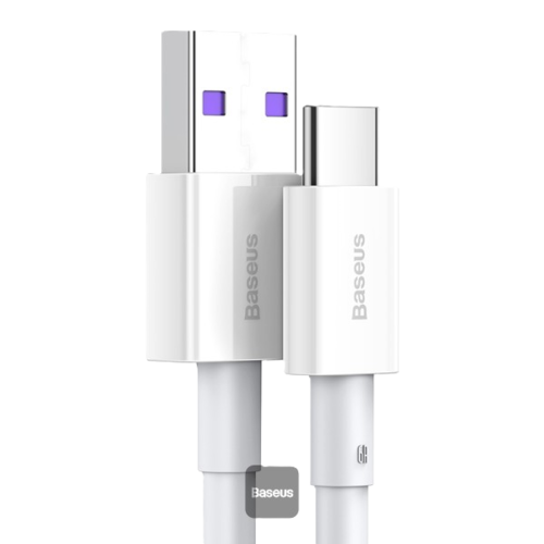 כבל טעינה מהיר 1 מטר BASEUS USB to Lightning, צבע לבן, שנה אחריות יבואן רשמי 