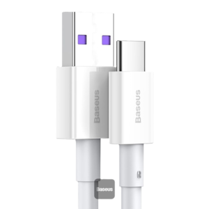 כבל טעינה מהיר 1 מטר BASEUS USB to Lightning, צבע לבן, שנה אחריות יבואן רשמי 