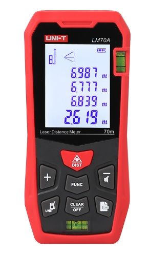 מד מרחק לייזר 70M + שטח + נפח + פיתגורס + כיול אוטמטי UNI-T
