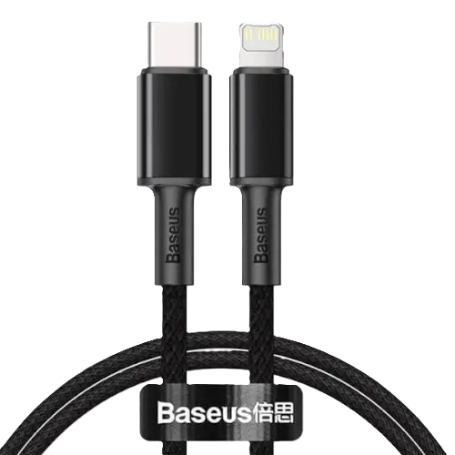 כבל טעינה מהיר 2 מטר, Baseus Type-C To Lightning, צבע שחור, שנה אחריות יבואן רשמי 
