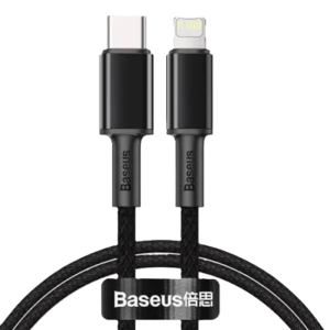 כבל טעינה מהיר 2 מטר, Baseus Type-C To Lightning, צבע שחור, שנה אחריות יבואן רשמי 