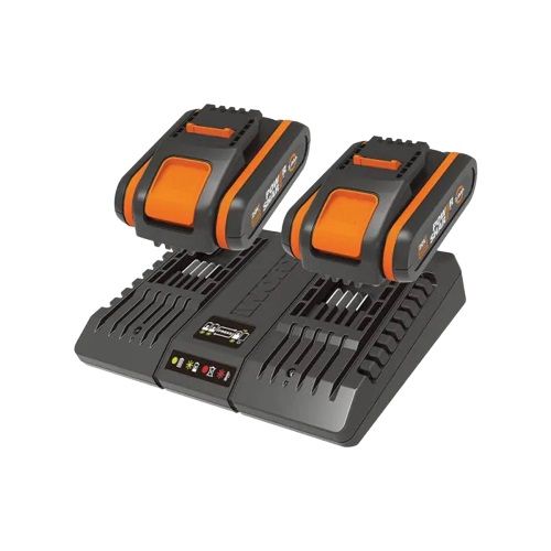 מפוח עלים נטען עם שתי סוללות 2Ah ומטען כפול מהיר WORX