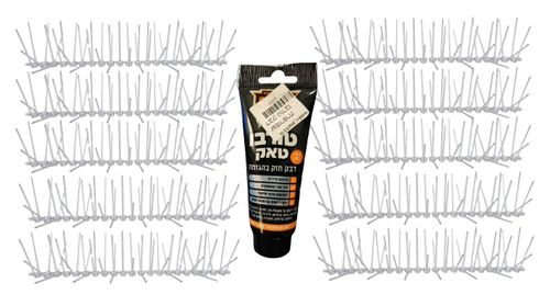 סט של 10 דוקרנים להרחקת יונים + דבק טורבו טאק 100 מ
