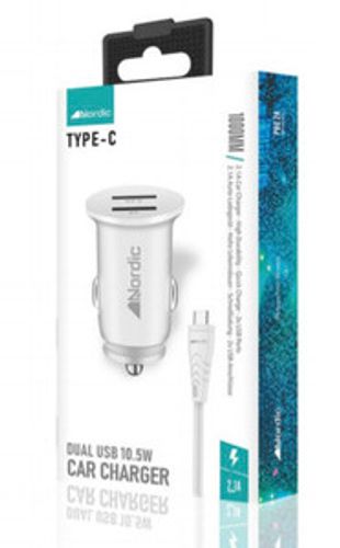 מטען רכב מהיר לIPHONE חיבור NORDIC 38W TYPE C + USB