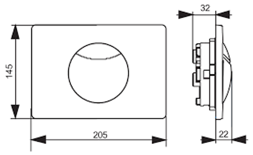לחצן דו כמותי קטן SANIT כרום מבריק