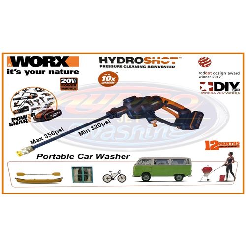 סט מכשיר שטיפה בלחץ נייד WORX 20V