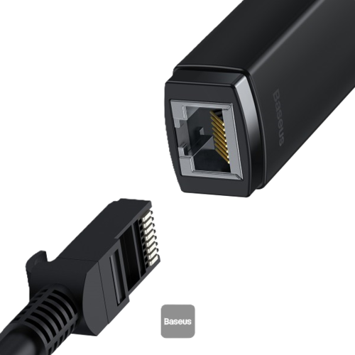 מתאם רשת Baseus Ethernet Adapter USB-A to RJ45, צבע שחור, שנה אחריות יבואן רשמי 