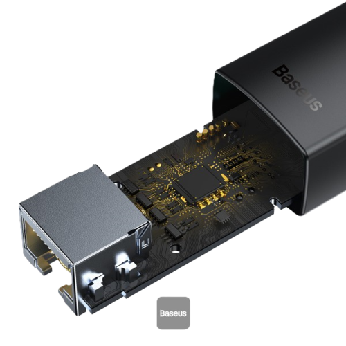 מתאם רשת Baseus Ethernet Adapter USB-A to RJ45, צבע שחור, שנה אחריות יבואן רשמי 