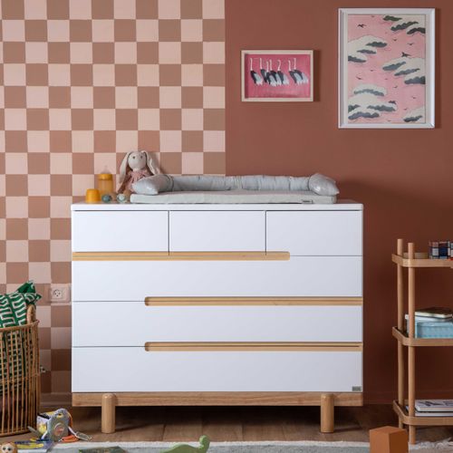 שידת החתלה לתינוק רוז MDF - לבן ועץ טבעי