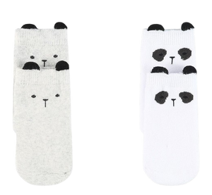 שני זוגות גרביים ארוכים למניעת החלקה 6-12 - לבן אפור