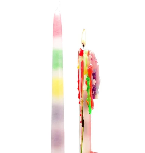 זוג נרות בוכים צבעי הקשת Rainbow Drip Candles