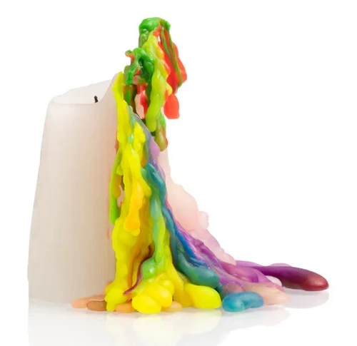 נר חרוט צבעי הקשת Rainbow Cone Drip Candle