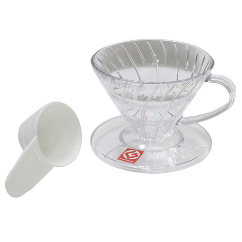 דריפר HARIO V60 להכנת קפה פילטר 1-2 כוסות בצבע שקוף פלסטיק