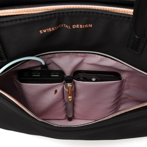 תיק צד לכתף Swiss Digital Katy Rose 16 כולל תאורת אינץ LED שחור