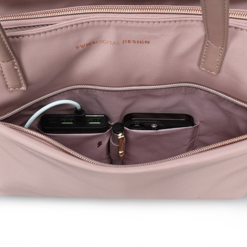 תיק צד לכתף Swiss Digital Katy Rose 16 כולל תאורת אינץ LED ורוד לוטוס