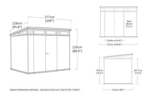 ‏מחסן ‏כתר פלסטיק 259175 7x9 מחסן גינה דקו 