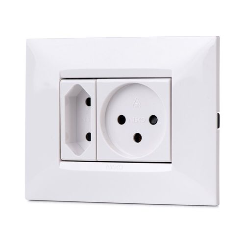 שקע דו פיני 1 מודול לבן ניסקו סוויץ'