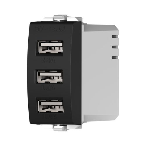 מטען USB כולל 3 יציאות 5V 3.1A שחור ניסקו סוויץ'