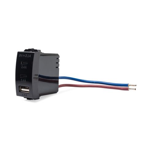 מטען USB כולל 3 יציאות 3.1A 2C+A  שחור 1 מודול ניסקו סוויץ'