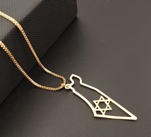 שרשרת לגבר ציפוי זהב דגם ZR97 מפת ארץ ישראל