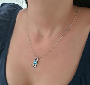 שרשרת לנשים עשוי כסף אמיתי 925 דגם WX19 כוכבים שיבוץ שחור