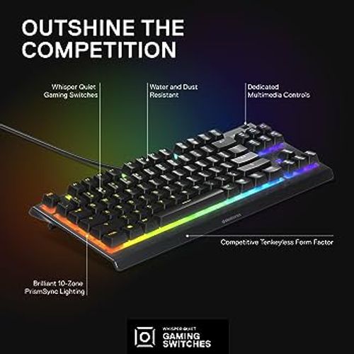 מקלדת גיימינג Apex 3 US Steelseries עם תאורת RGB