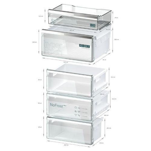 מקרר מקפיא תחתון 363 ליטר Siemens KG39NSBBF IQ700 זכוכית שחורה *יחידה | פולין