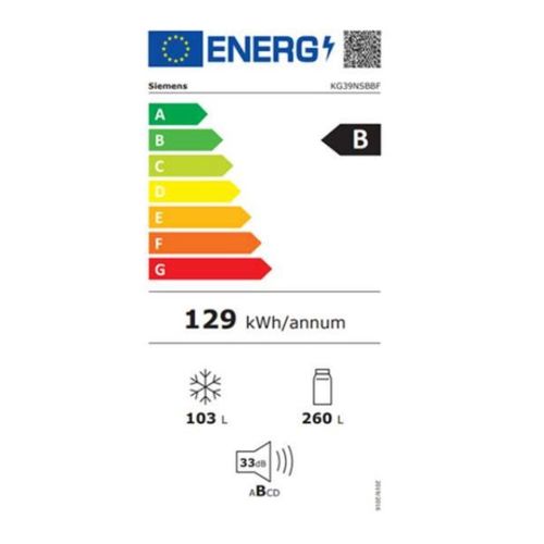 מקרר מקפיא תחתון 363 ליטר Siemens KG39NSBBF IQ700 זכוכית שחורה *יחידה | פולין