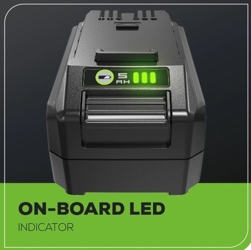 סוללת ליתיום GREENWORKS 24V 5.0Ah דגם 99588-1 עם יציאת USB ומחוון טעינה דיגיטלי