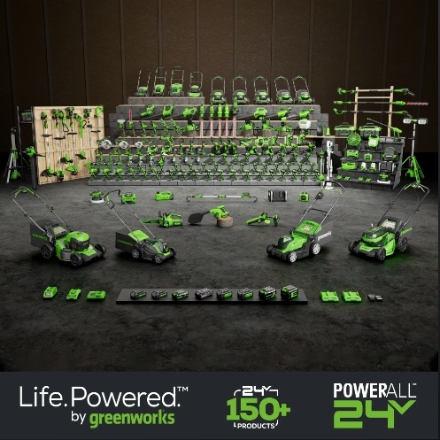 סוללת ליתיום GREENWORKS 24V 5.0Ah דגם 99588-1 עם יציאת USB ומחוון טעינה דיגיטלי