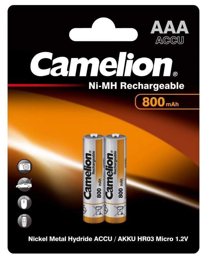 סוללות נטענות CAMELION AAA*2 800mAh